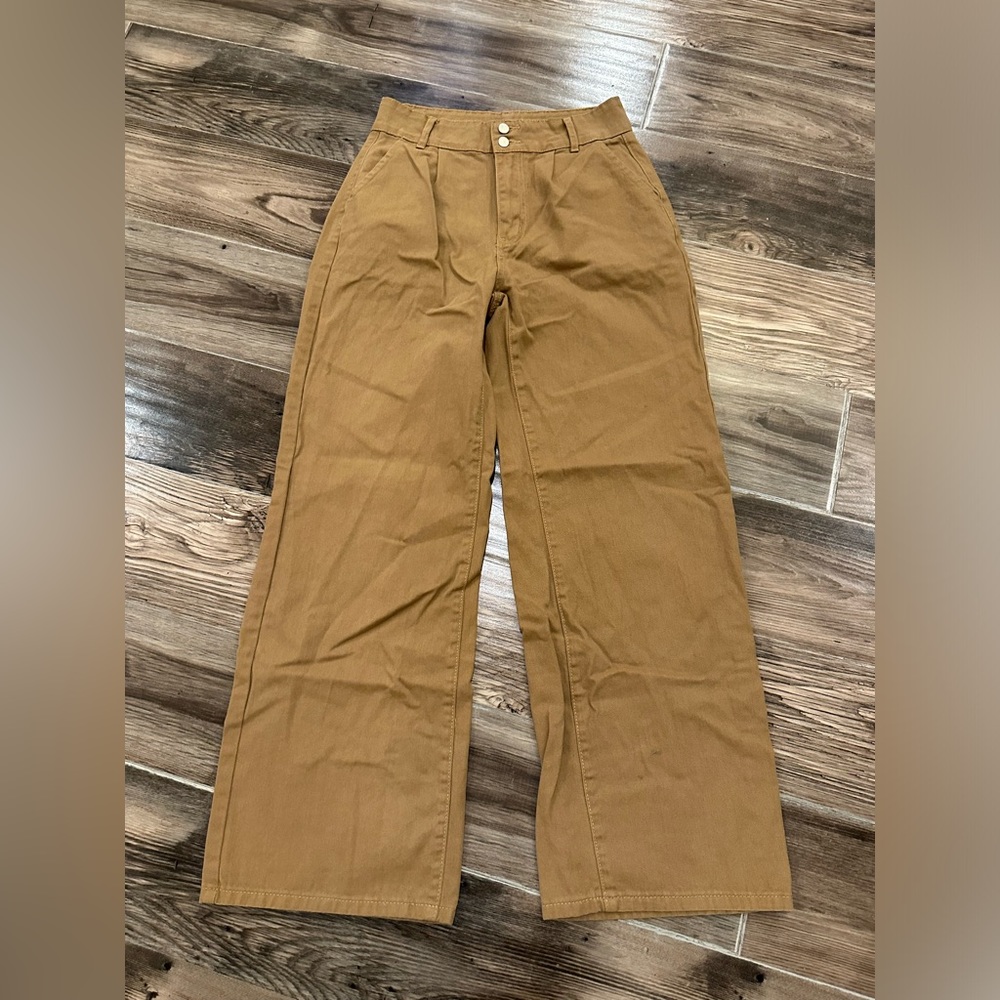 Khaki womens wide leg trousers. SHEIN brand - Picture 2 of 3